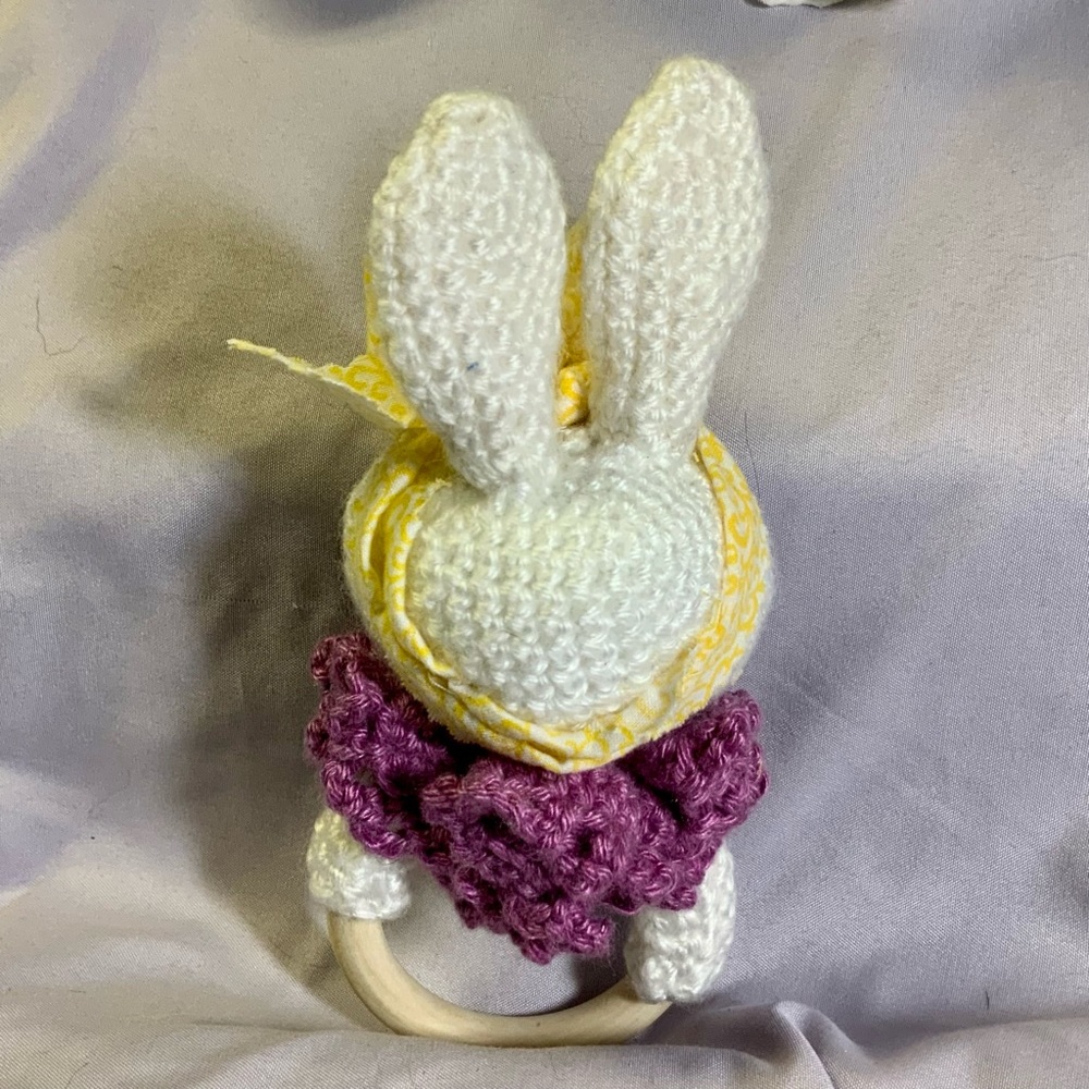 Brand New Handmade Bunny Rabbit Teether and Rattle makes a perfect baby gift. - Picture 3 of 5